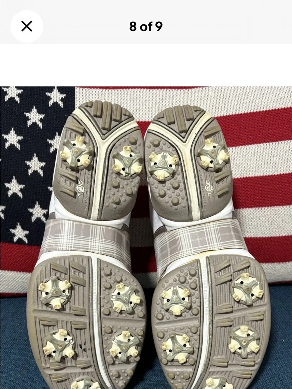 Nike Women's White and Beige Golf Shoes with Plaid Accent - Picture 8 of 9